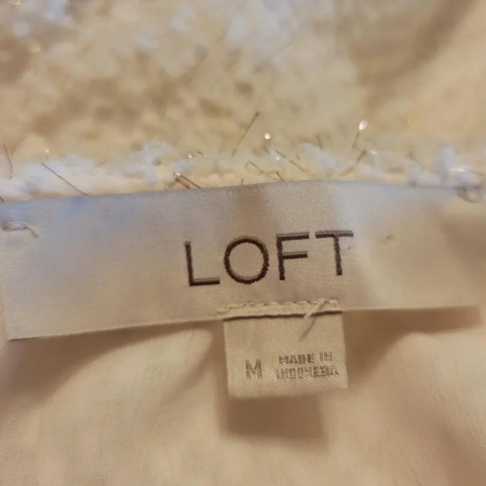 LOFT Cream with Gold Sparkle Ruffled Blouse - Picture 11 of 14